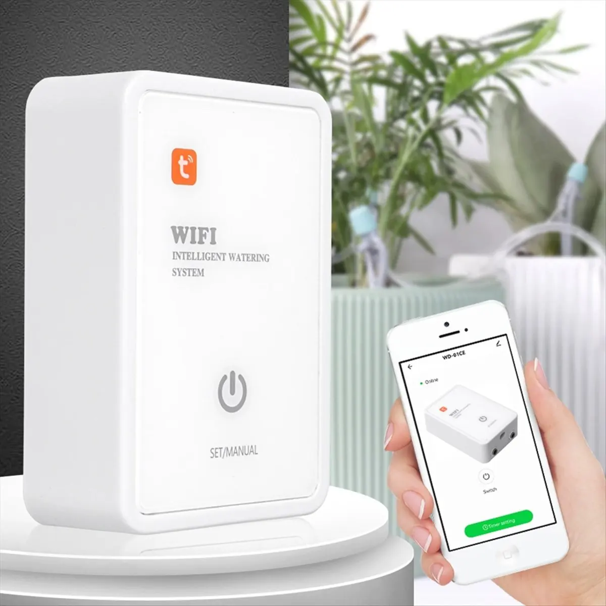 Tuya WiFi Smart Watering System for Gardens Automatic Drip Irrigation Device Lawn Care Moisture Controller for Plants