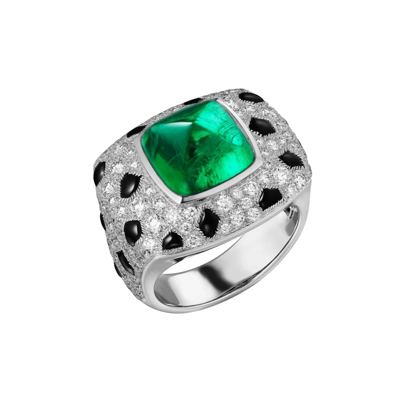 CMajor 925 Sterling Silver High-carbon Diamond Enamel Jaguar Emerald  Ring for Women