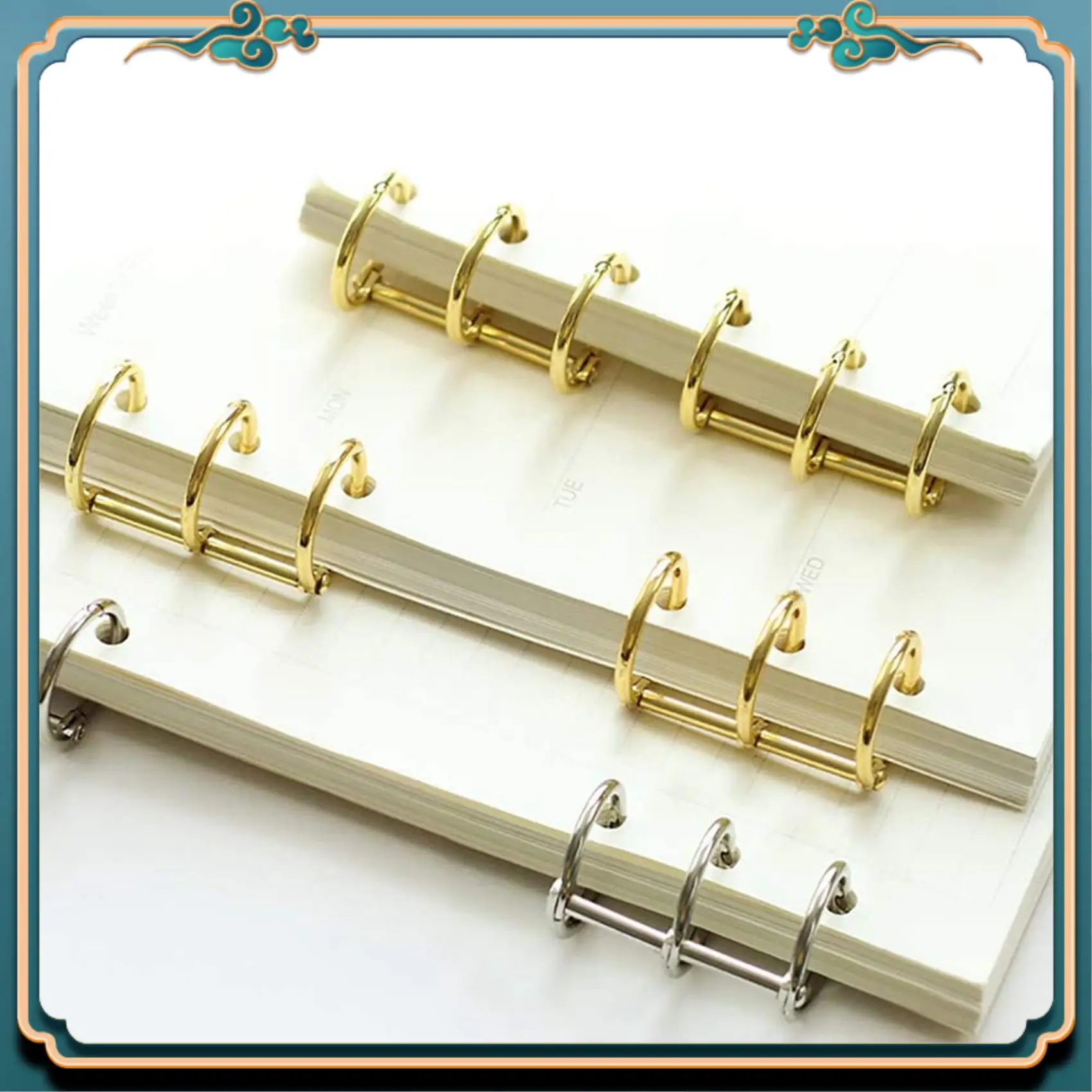 ABJG-24 Pcs 3 Ring Book Rings Leaf Binders Office Book Rings Snap Split Hinged 20Mm Inner Diameter Book Ring Gold