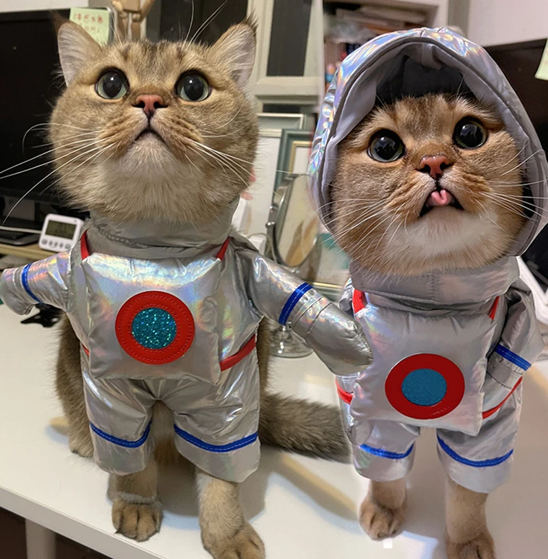 Funny Cat Clothes Astronaut Pet Cosplay Clothing For Cats Small Dogs Costume Halloween Dress Up Cat Dog Party Clothes Space Suit