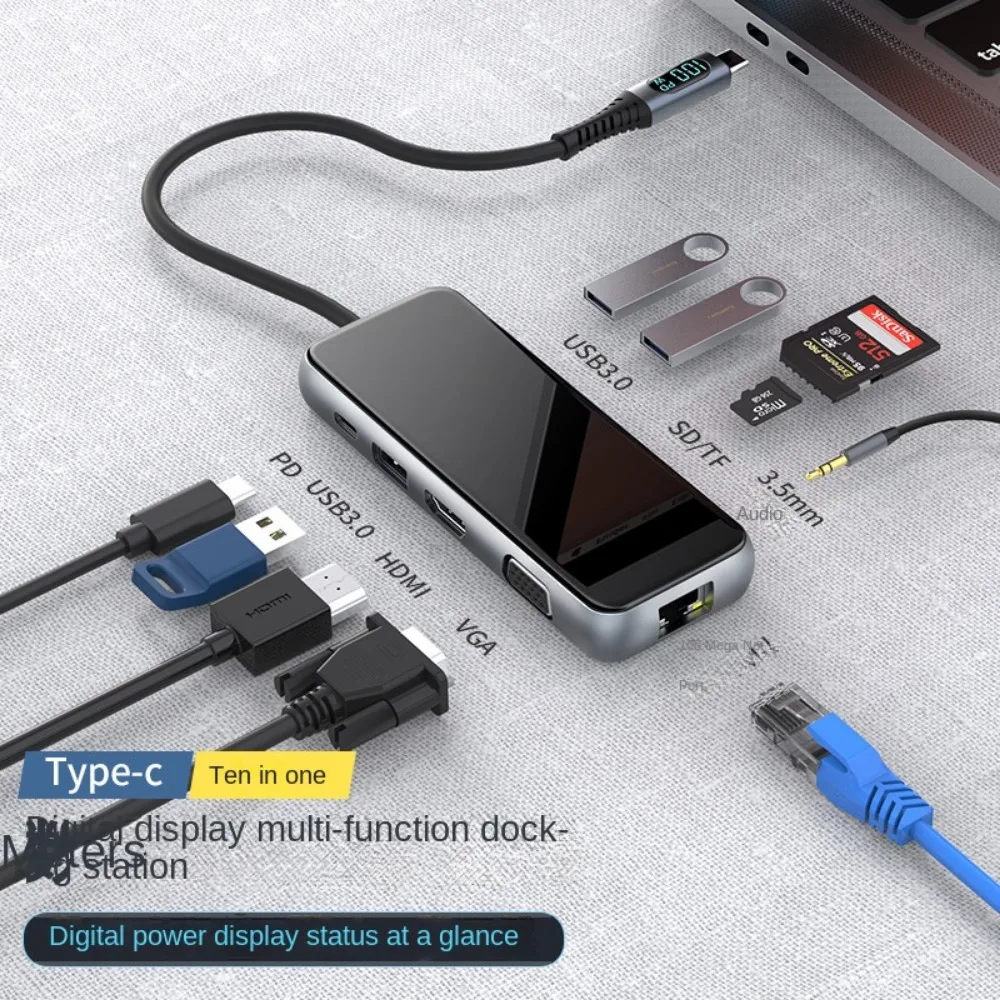 

Док-станция с разными портами Usb 3,0 и Usb Type-C, 10 в 1