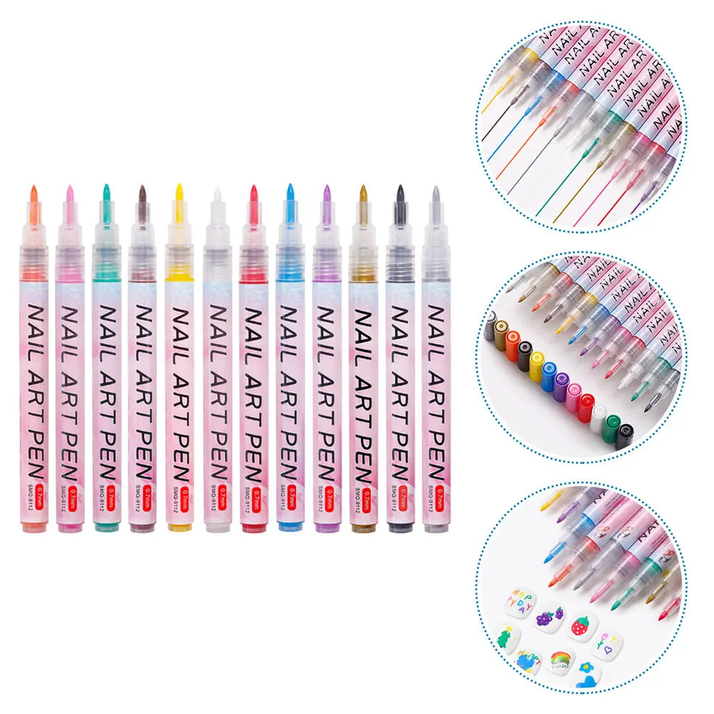 12 قطعة أقلام مسمار الفن رسمت متعددة الوظائف أداة تزيين الأظافر لإنشاء أنماط النقاط خطوط مثالية للصالون الشخصي أو الصالون #4