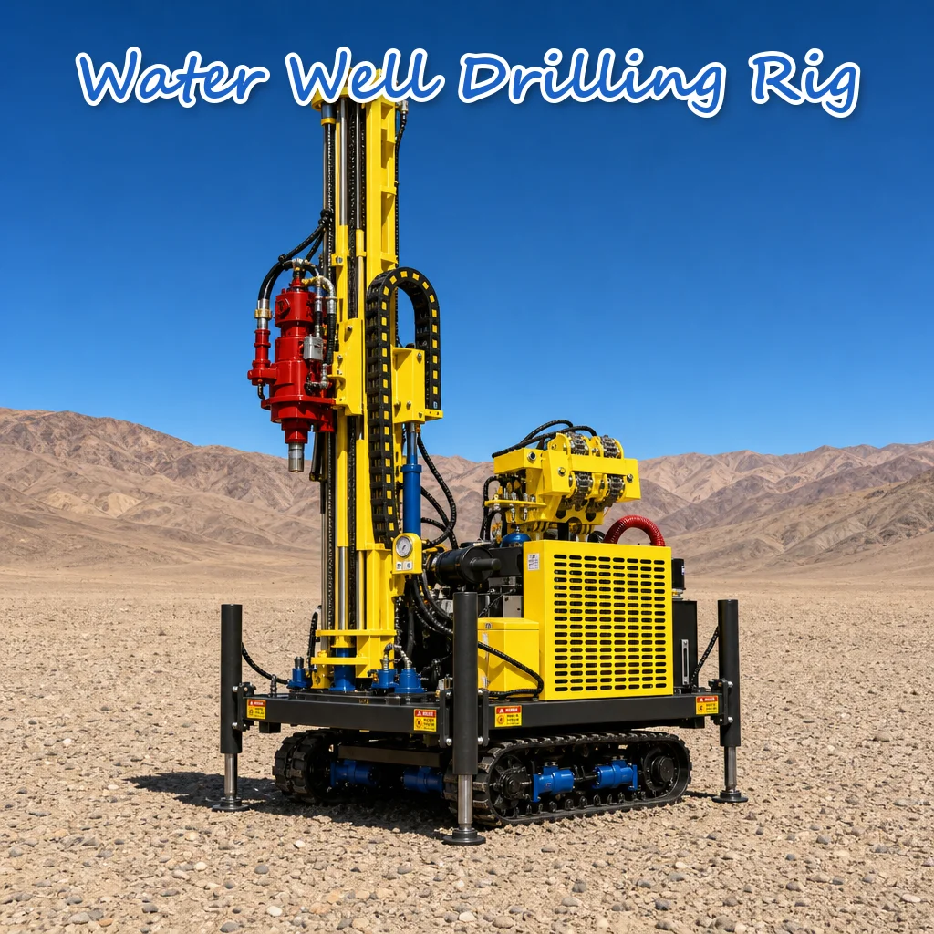 Customized Well Water Drilling Rig Small Type 200m Rated Depth Diesel Engine Set Hydraulic Control Crawler Equipped for Farm Use