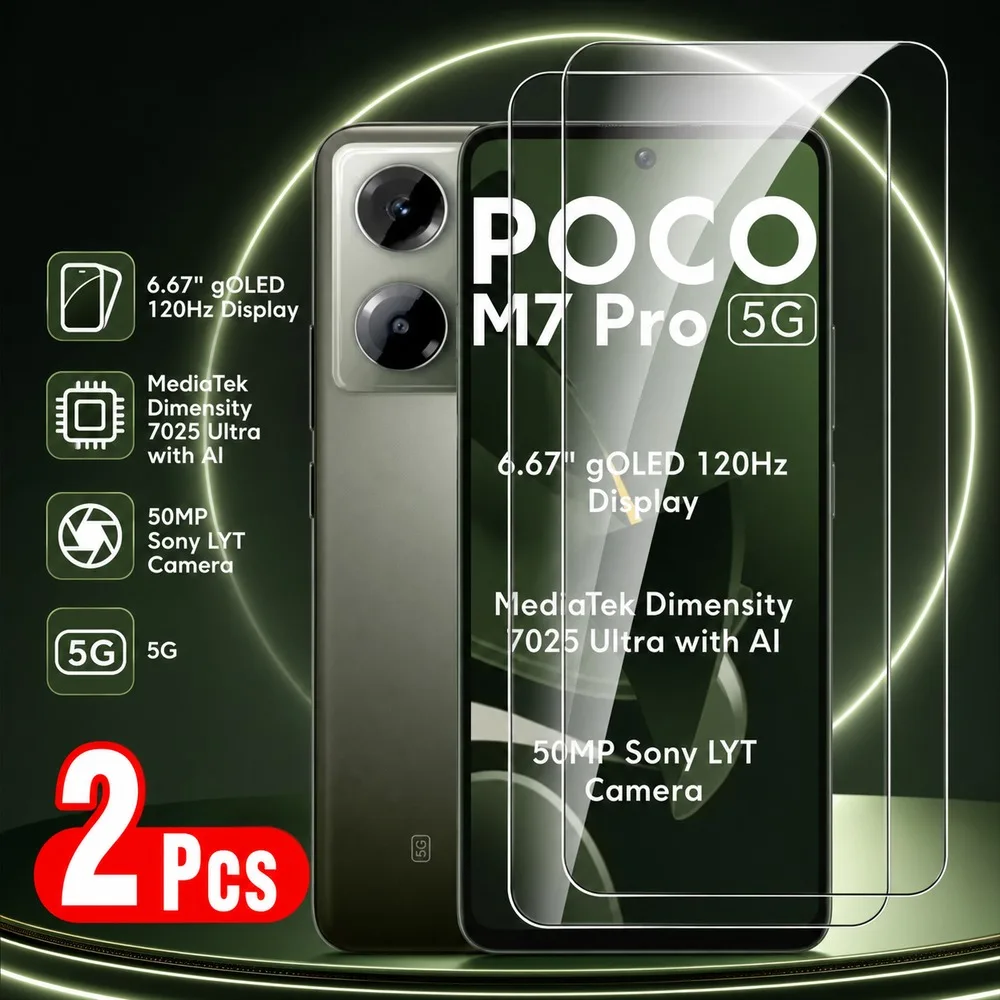 2 Stück Panzerglas für Poco M8 Pro M8 M7 Pro 5G M7 5G M6 Pro 4G Displayschutz für Poco M6 M5s M5 M4 Pro 5G M3 Pro 5G HD
