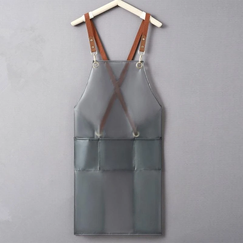Transparent Cooking Apron Oil-proof Women Back TPU Overalls Kitchen Work Clothes for Dishwashing with Large Pocket