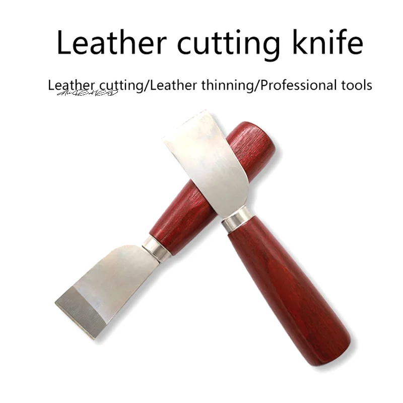 

DIY Leathercraft Tool with Wooden Handle Stainless Steel Leather Cutting Knife Shovel Knife for Leather Working