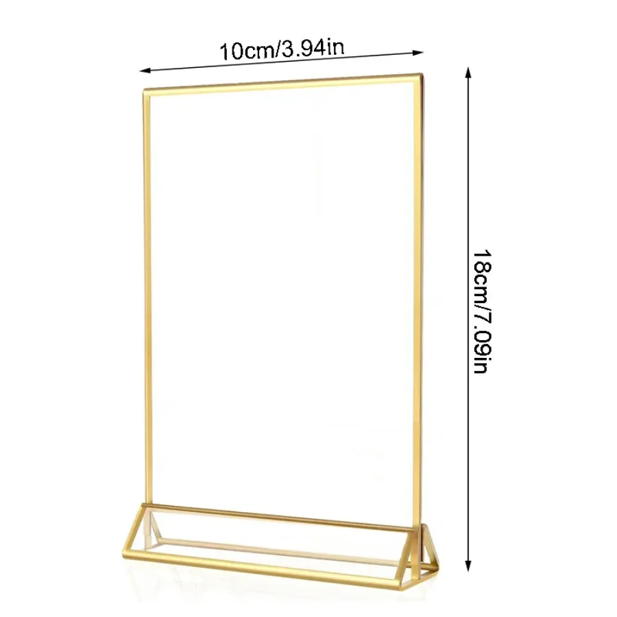 Transparent Acrylic Signage Display Stand Multipurpose Double-sided Gold Frame Wedding Number Plate Table Flyer Menu Card Rack