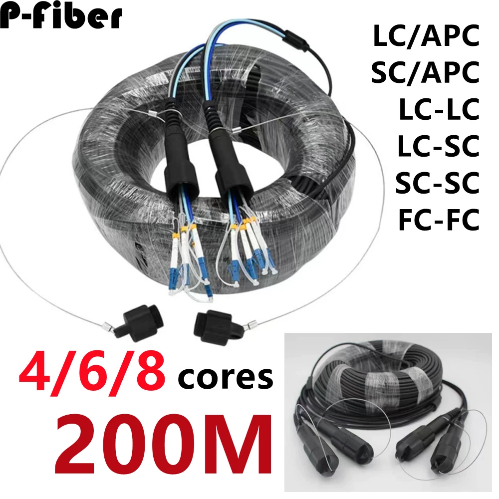 

Наружный патчкорд, бронированный 200 м 4/6/8 ядра PDLC LC SC FC APC SM LSZH TPU DVI водонепроницаемый CPRI jumper волоконно-оптический удлинитель FTTH