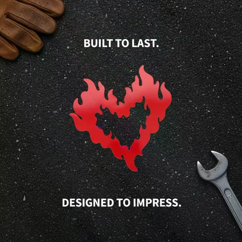 Flame Heart Car Stickers Waterproof Easy to Apply Removable Decals for Motorcycle Laptop Window Wall Decor