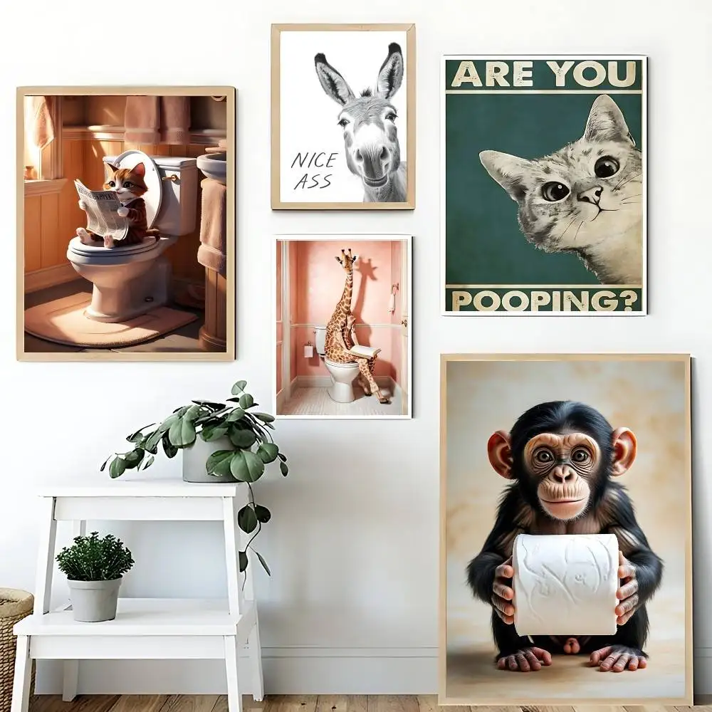 

Funny Bathroom Humorous Animal Poster Good Quality Prints And Posters HD Quality Poster Wall Art Painting Study Home