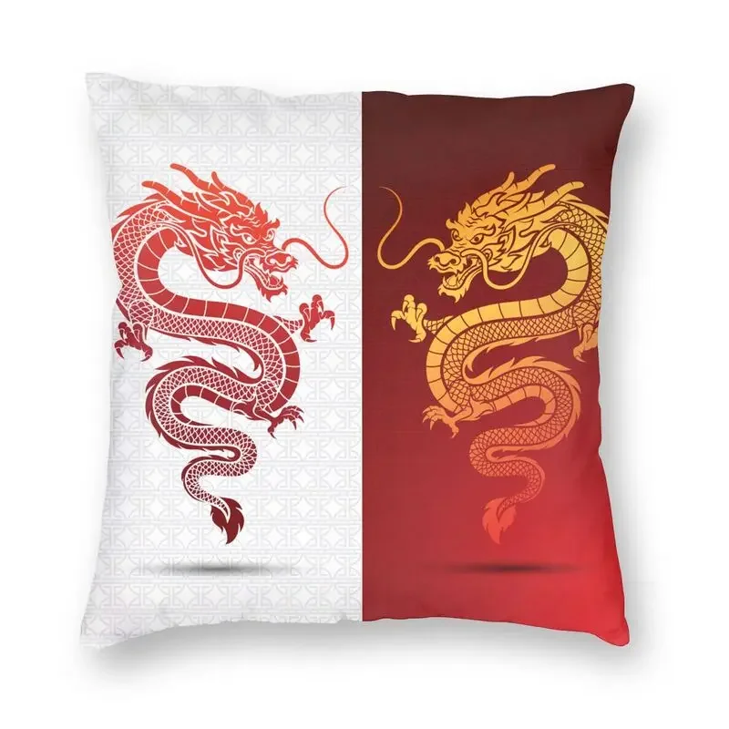 Luxury Asian Traditional Dragon Totem Pillowcase Decorative Chinese Mythology Cushion Cover Sofa