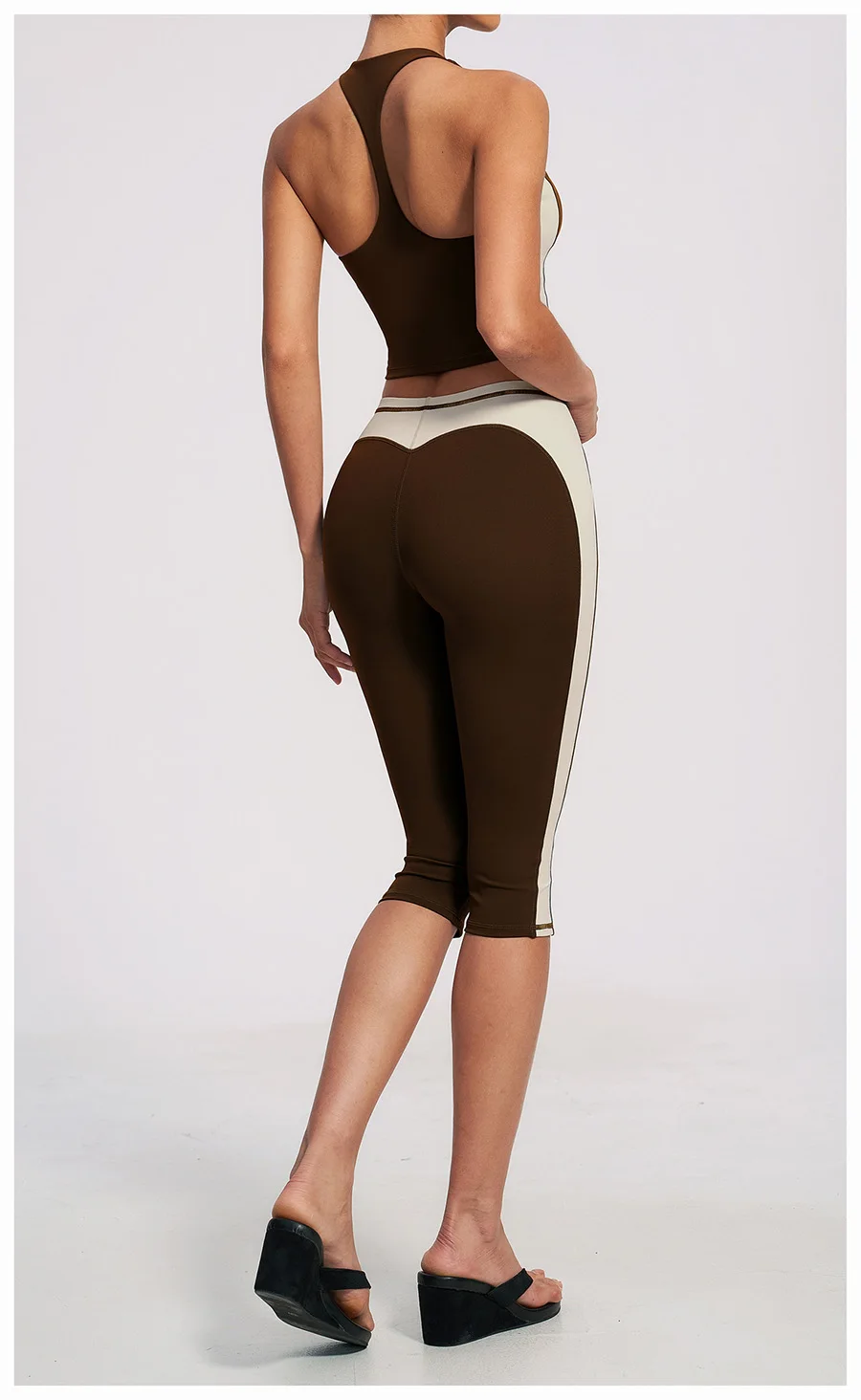 Yoga-Set 2-teilig Workout-Outfit Damen Trainingsanzüge Fitness-Weste Kurze Sporthose Ärmellose Capri-Hose Sportbekleidung Sport-BH Kleidung – Detail 20