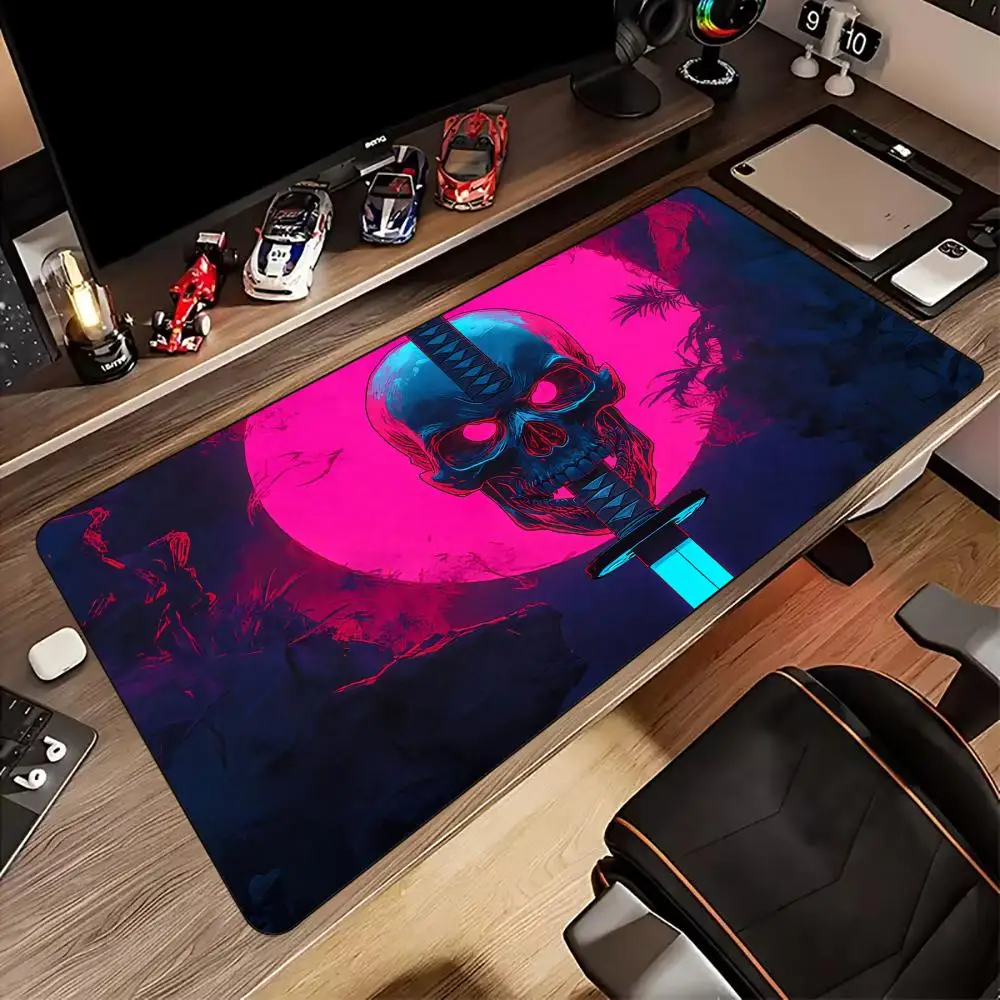 

Neon moon and skull theme Mouse Pad rubber anti-slip Desk Mat gamer pc accessories Gaming mat keyboard mousepad maus pad rug