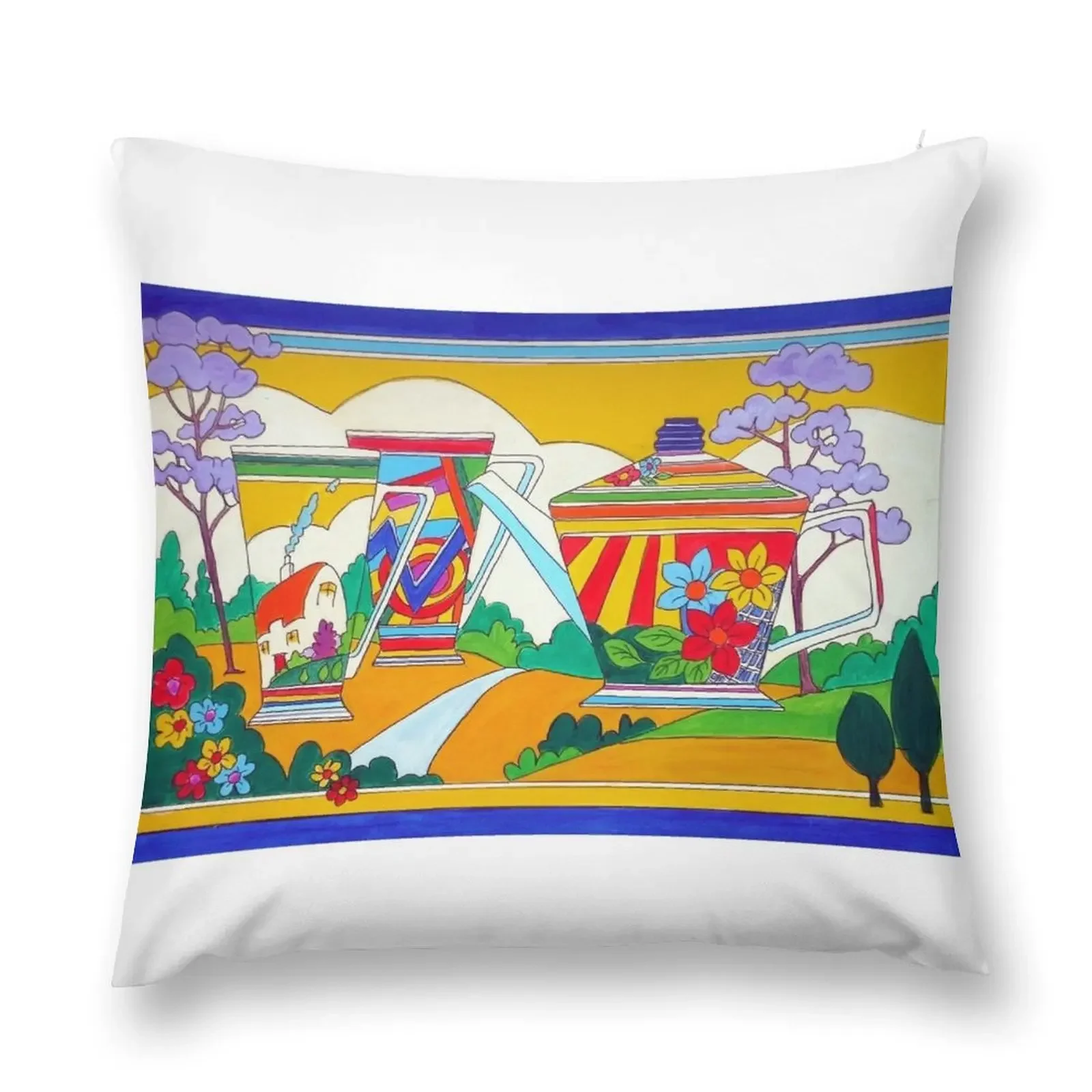 A Clarice Cliff Tea-Party Throw Pillow Anime Covers For Sofas pillow