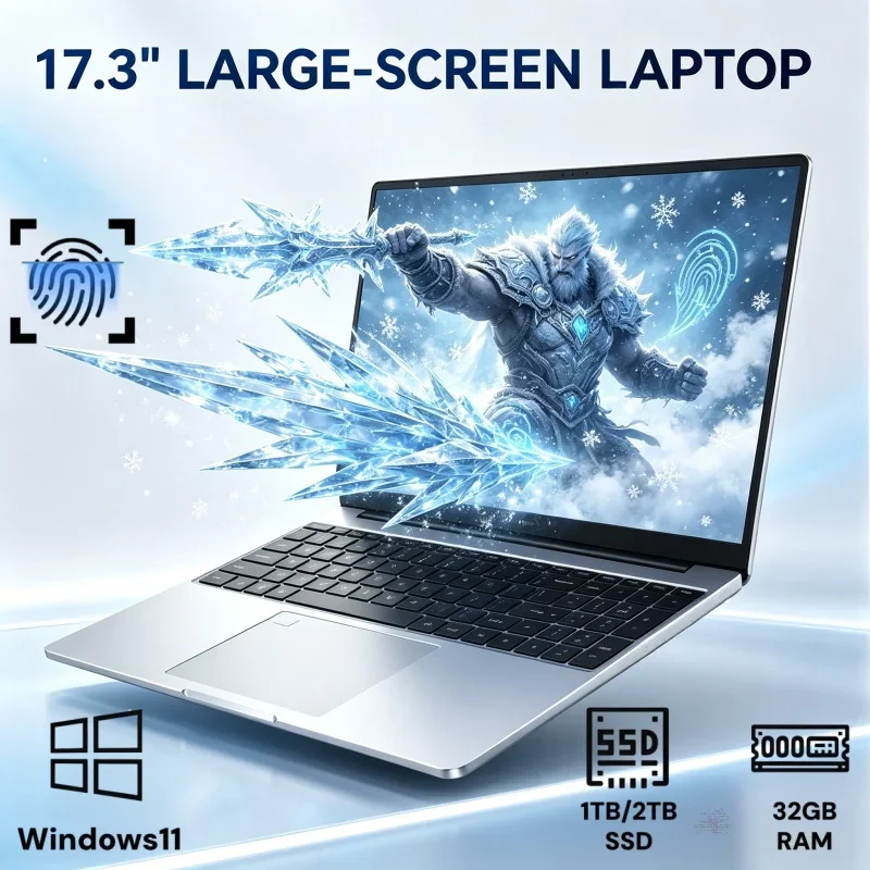 17.3 Inch Notebook Computer Intel 6500Y Windows11 32GB RAM 2TB SSD Fingerprint Unlock Laptop For Document Processing And Gaming