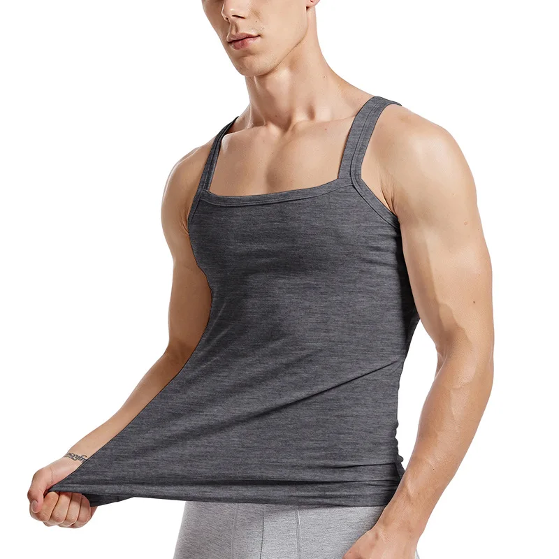 Men Undershirts Underwear Fitness Sleeveless Shirts Tank Tops Bodybuilding Muscle Vest Gym Sports Workout Breathable Casual Tee