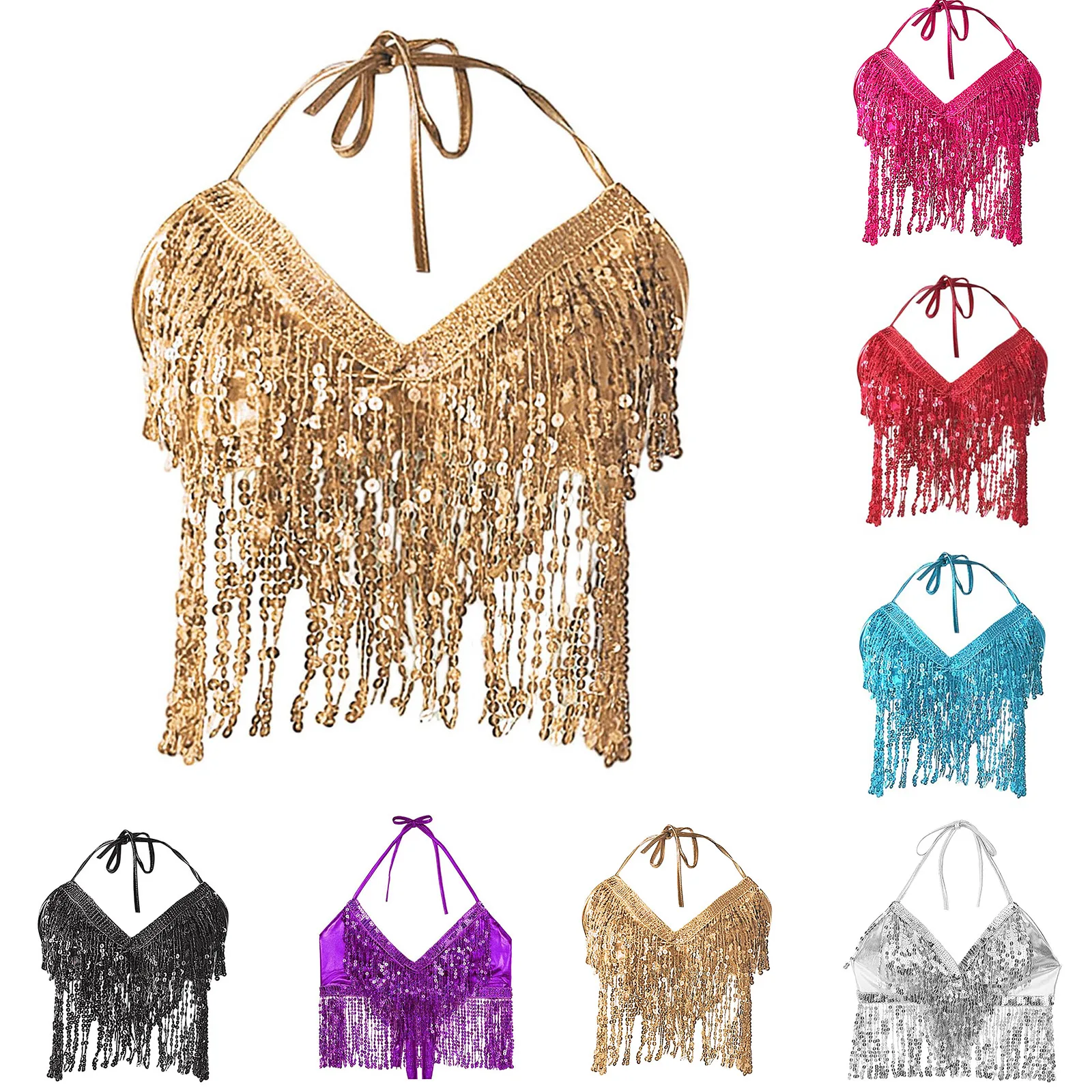 Frauen Quaste Kleid Karneval Leistung Top Bauchtanz Bhs Sexy Bühne Kostüme Zubehör Bauchtanz Mode Mehrfarbig