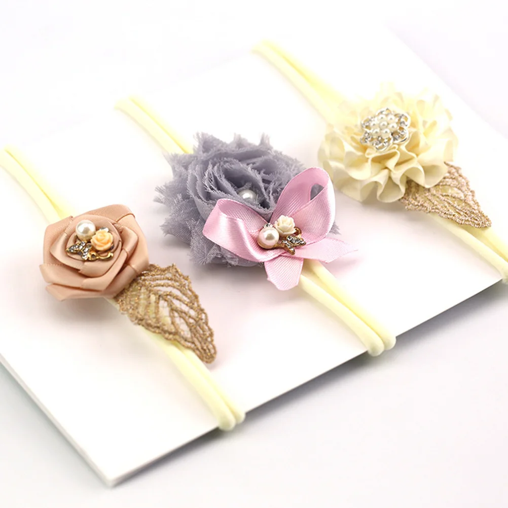 

3Pcs Infant Hair Ties Collection Soft Polyurethane Fiber Rings with Bows Cute Lace Hair Ties for Daily Wear Newborn Gift