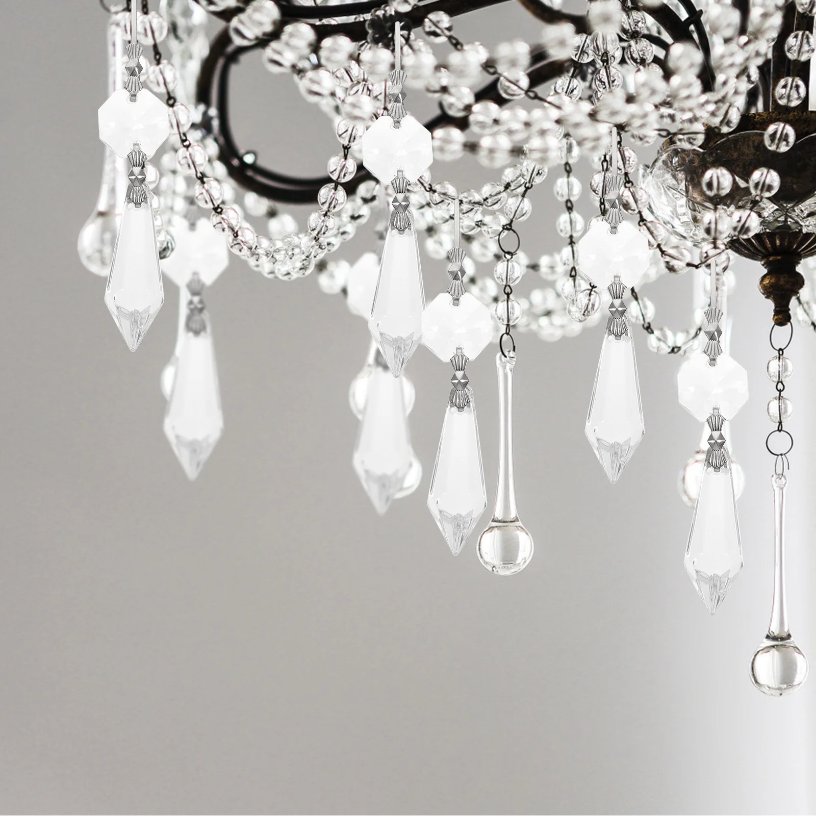 

20Pcs Chandelier Crystals Replacement Icicle Prisms Clear Crystal Candelabra Parts Decor Hanging Ornament Lamp Replacement