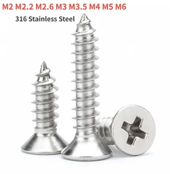 M2 M2.2 M2.6 M3 M3.5 M4 M5 M6 316 Stainless Steel Marine Phillips Flat Countersunk Head Self Tapping Wood Screw