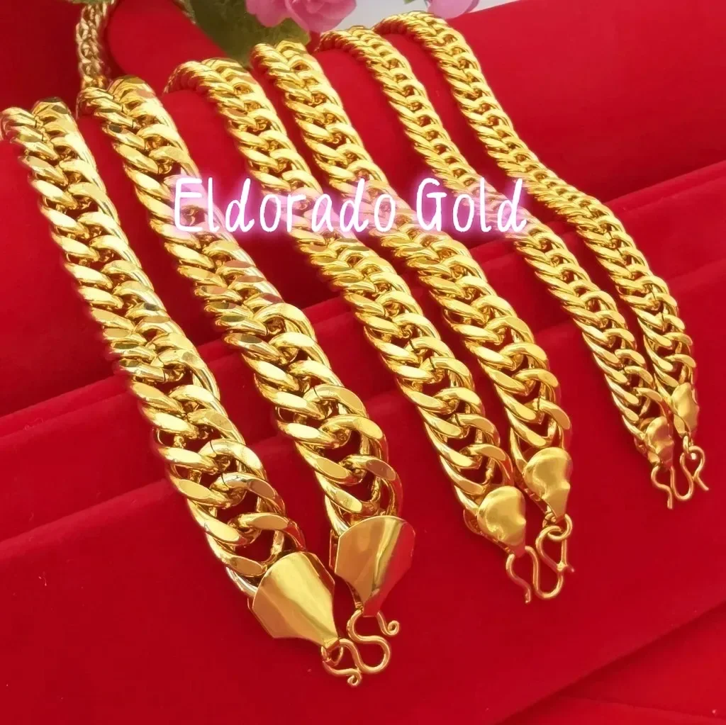 

Eldorado Gold Eldorado Gold Eldorado Eldorado Luxurious 9999 24K Genuine Gold Men's Flat Chain Boss Gold Necklace, Simple And