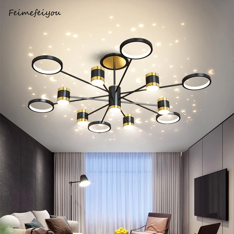 

LED Modern Star Projection Ceiling Chandeliers Indoor Lighting Pendant Lamp For Dining Room Living Room Home Decoration Light