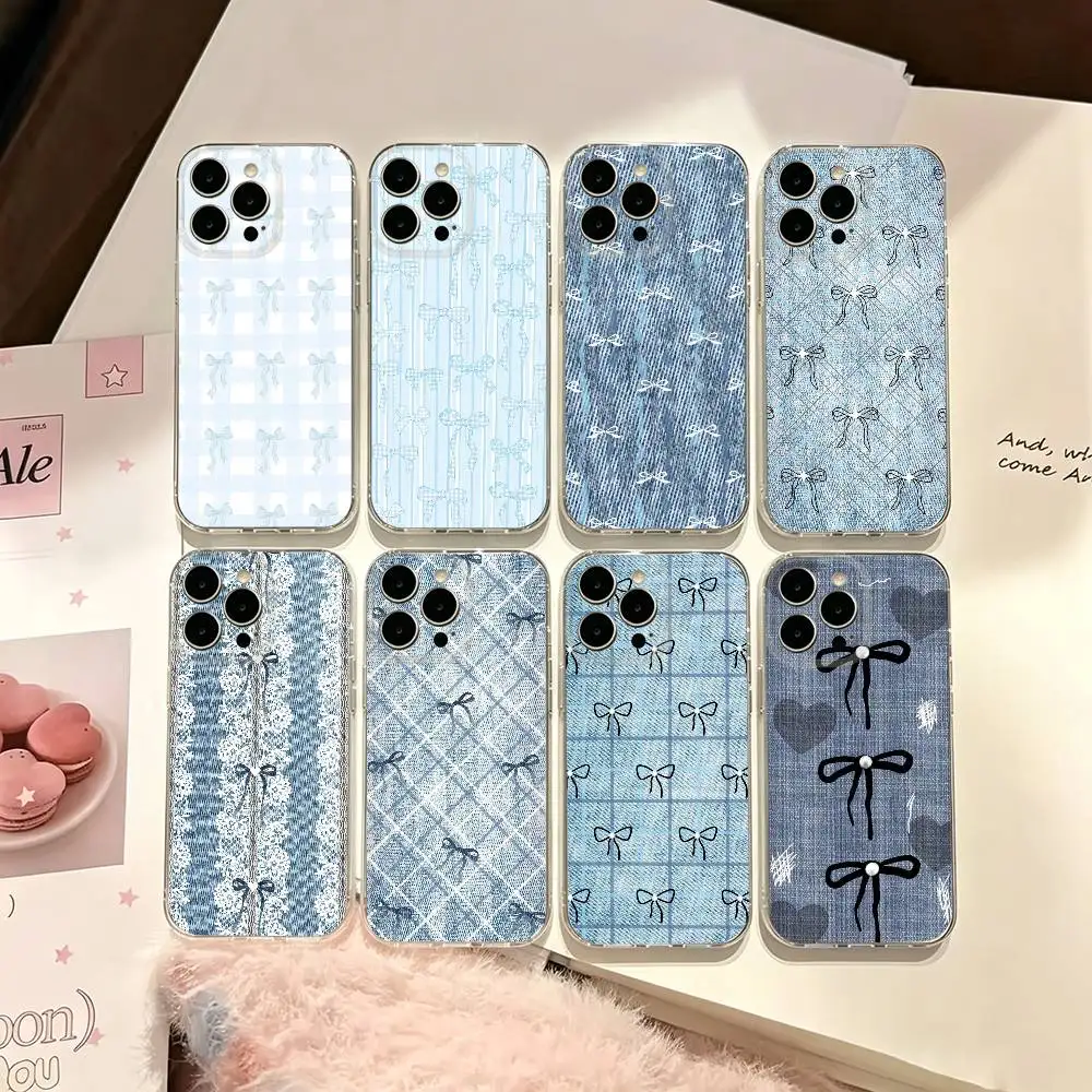 

blue bow pattern for iPhone 16 15 14 Plus 13 12 Mini 11 Pro Max X Xs XR 8 7 SE Cover