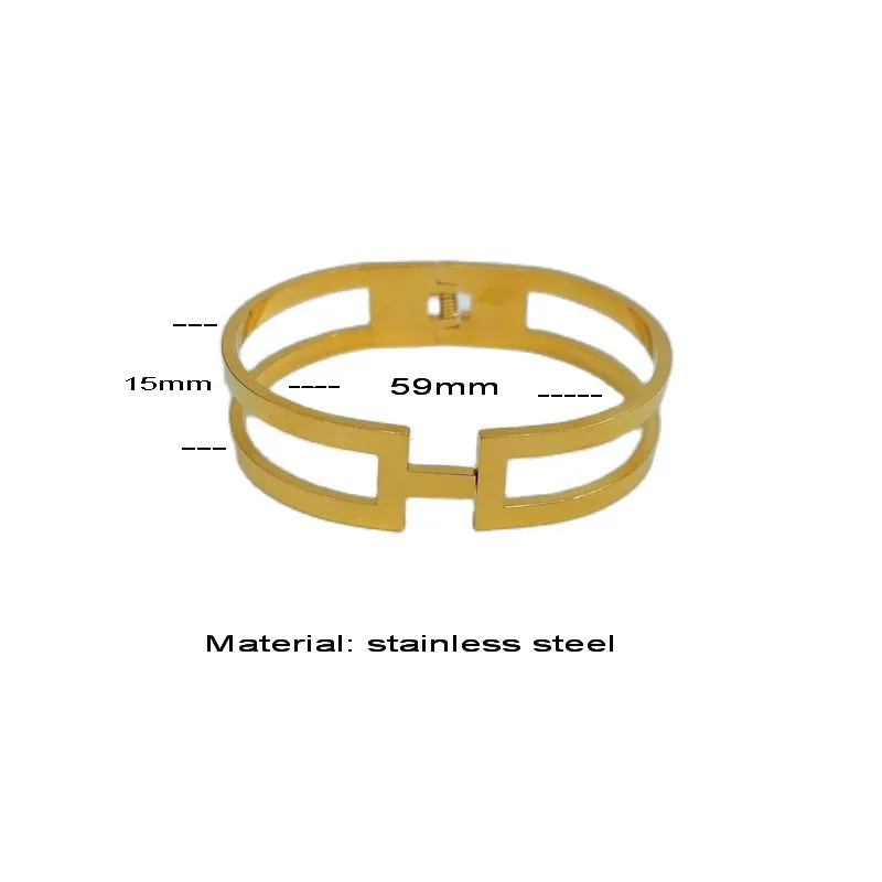 Luksusowa marka wytłaczana litera bransoletka dla kobiet dziewczynek ze stali nierdzewnej mankiet bransoletki pozłacana biżuteria prezent urodzinowy