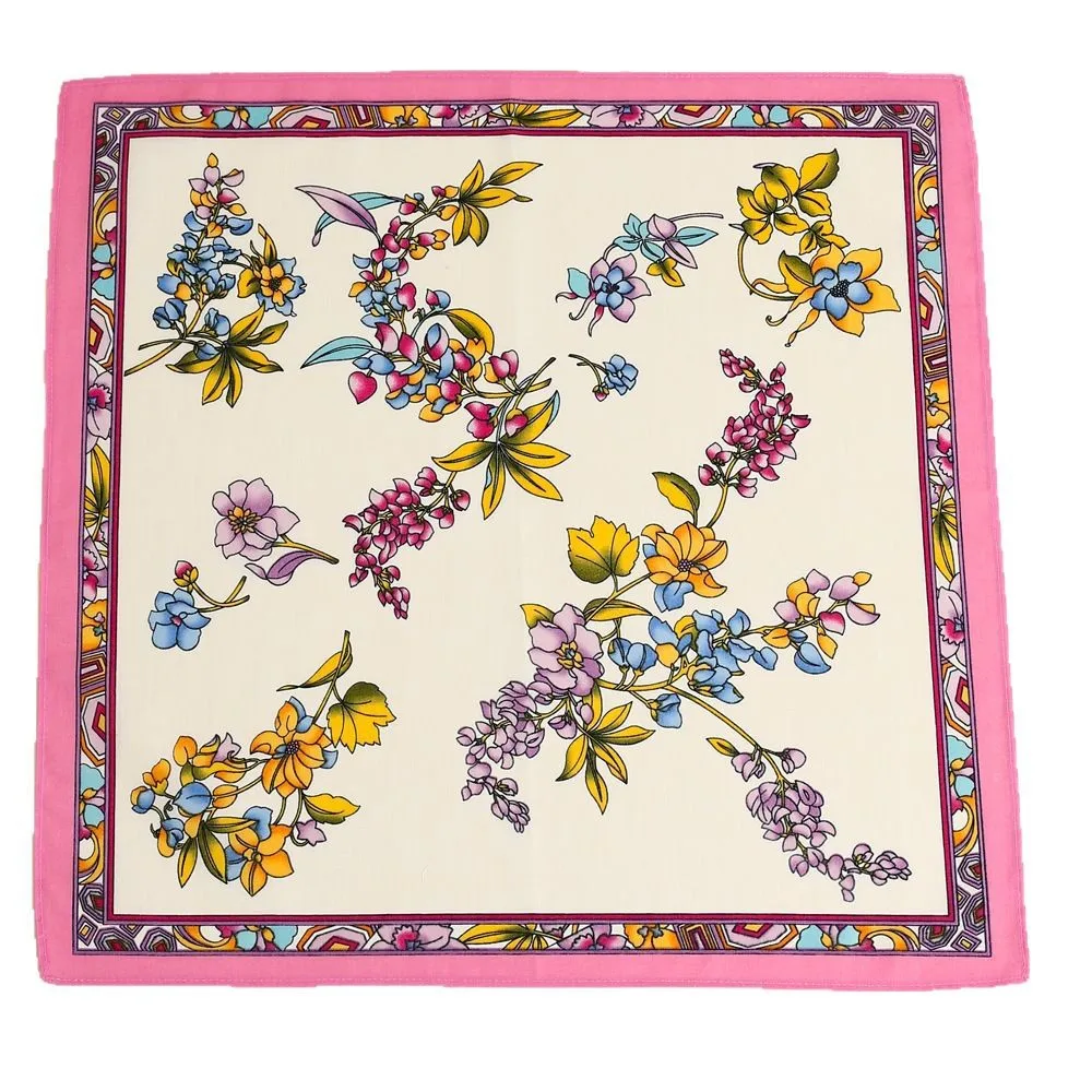 Fazzoletto da donna stampato in puro cotone da 3 pezzi, morbido e confortevole, sottile, per pulire il sudore, sciarpa quadrata 43 cm