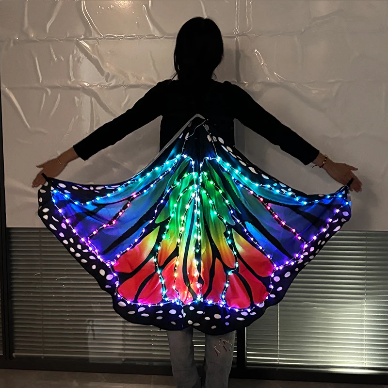 أجنحة فراشة LED للطفل LED فراشة عباءة فتاة ملابس الرقص متوهجة أجنحة الجنية تأثيري مرحلة الأداء زي #1