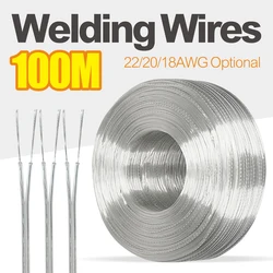 100M LED Neon Light Welding Silver 22/20/18AWG 2Pin Audio LED Lighting Electronic Toy Insulated Electric Wire Transparent Cable