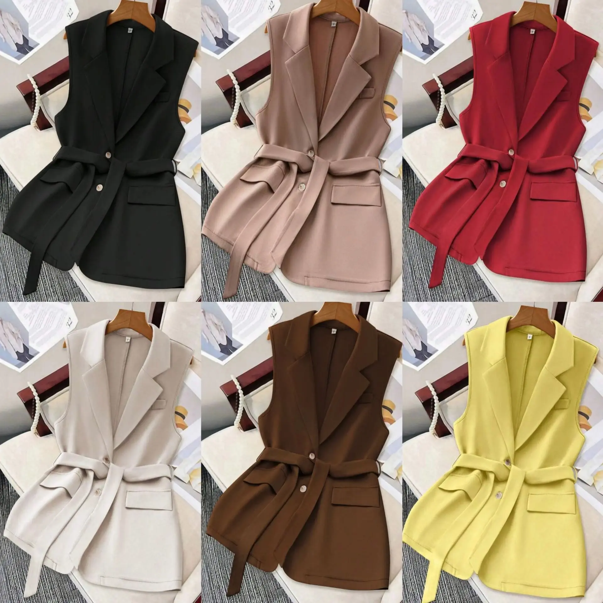 Fashion Tank Coat New Spring Women Commuting Fashion Style Suit Collar Loose Strap Vest Jacket Women Vests Top Elegant Clothes