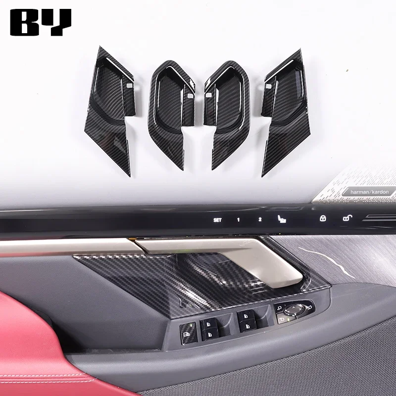 For BMW 5 Series G60 2024+ ABS Carbon Fiber Car Inner Door Bowl Protection Sticker Car Interior Decoration Accessories 4Pcs