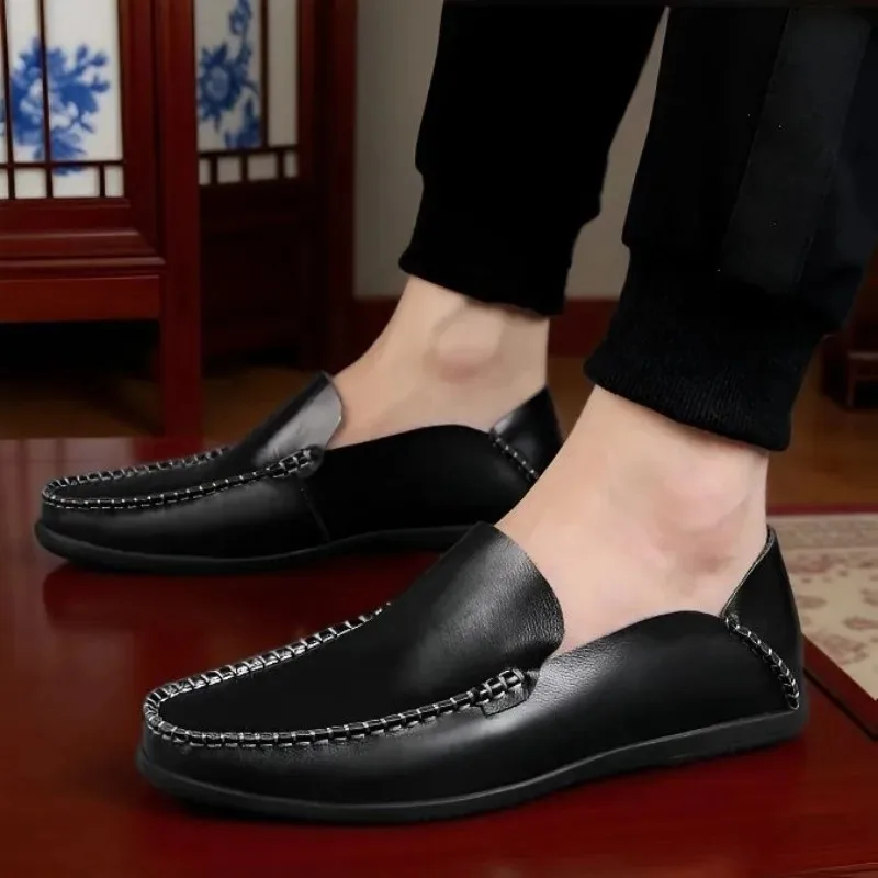 

Men's fashion daily casual leather shoes driving shoes new soft beanie men's shoes loafer outdoor lazy one pedal