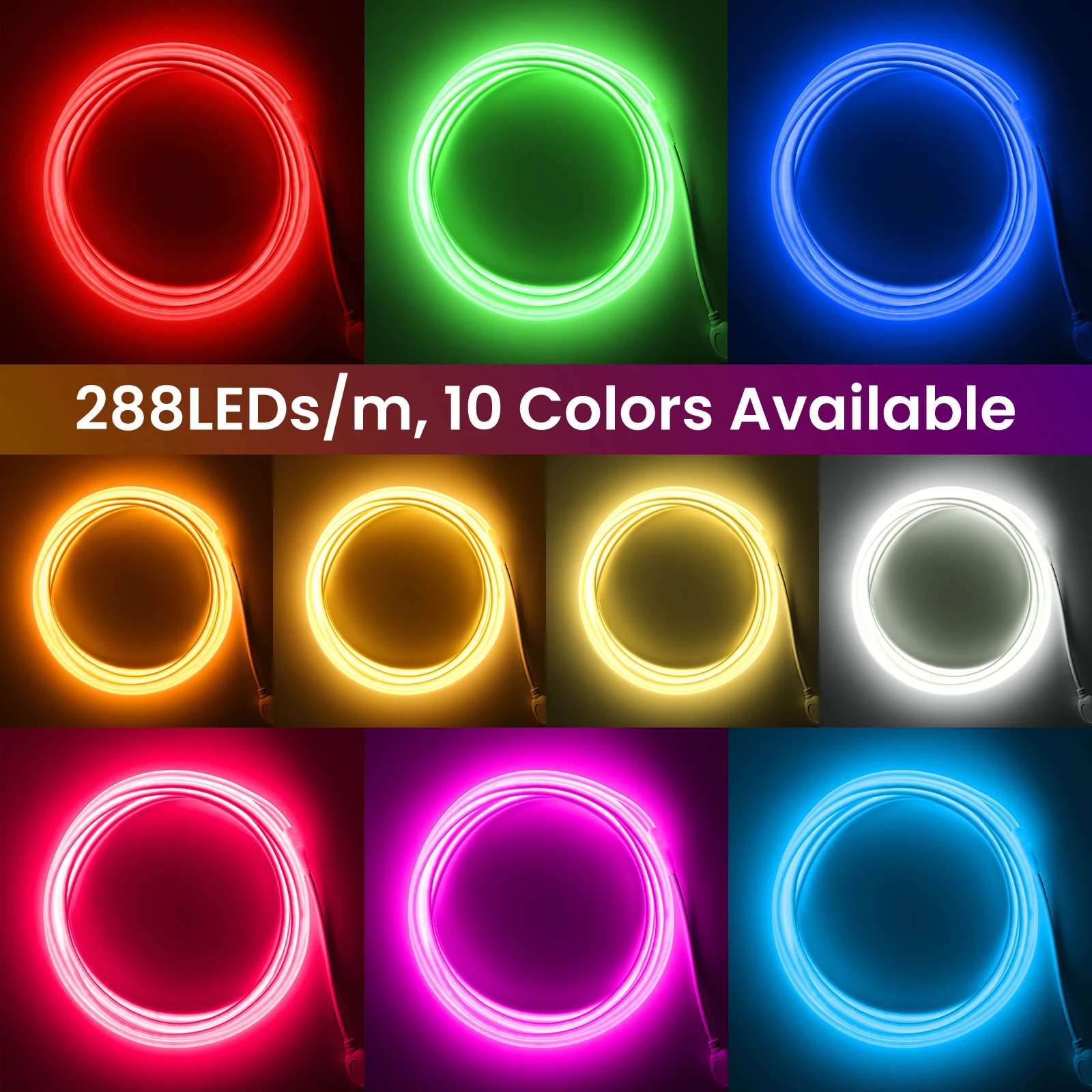 220V Dimmable COB LED Neon Strip With Dimmer Switch Timer Plug 288LEDs/M Flexible Neon Light Waterproof Home Garden Decor 1-35M