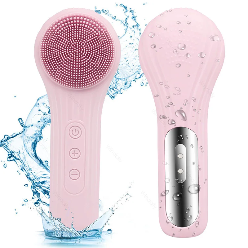 Sonic IPX7 Waterproof Facial Cleansing Brush Device Silicone Face Scrubber Exfoliator Cleaner Vibration Massager Deep Cleansing