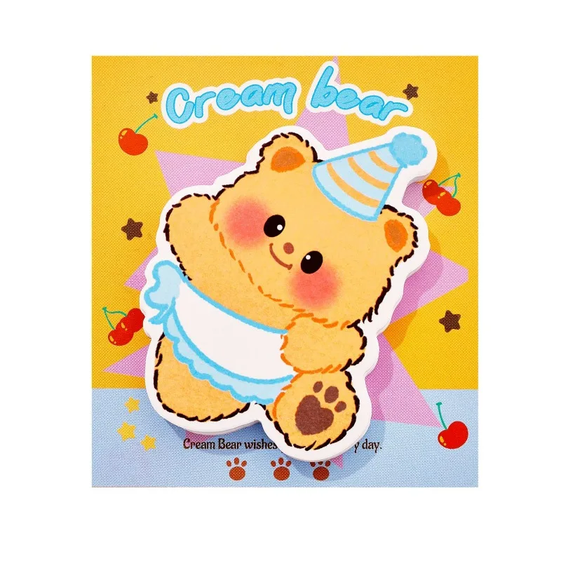 2PCS Cute Shaped Sticky Notes Set Kawaii Memo Pads for StudentsFun Cartoon Note Taking Supplies Reusable Adhesive Memo Notebook