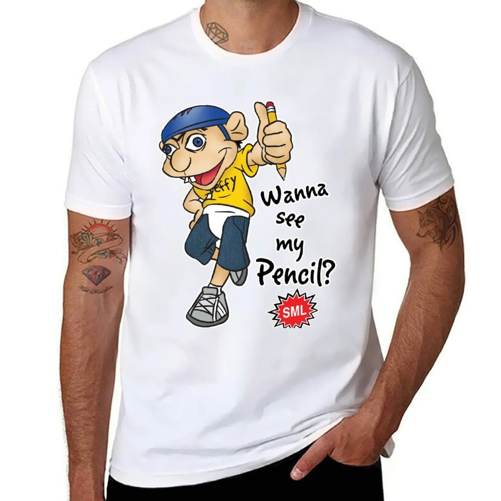 Jeffy Wanna See My Pencil? - Funny SML Character T-Shirt man t shirt summer g man t shirts for men T-Shirt