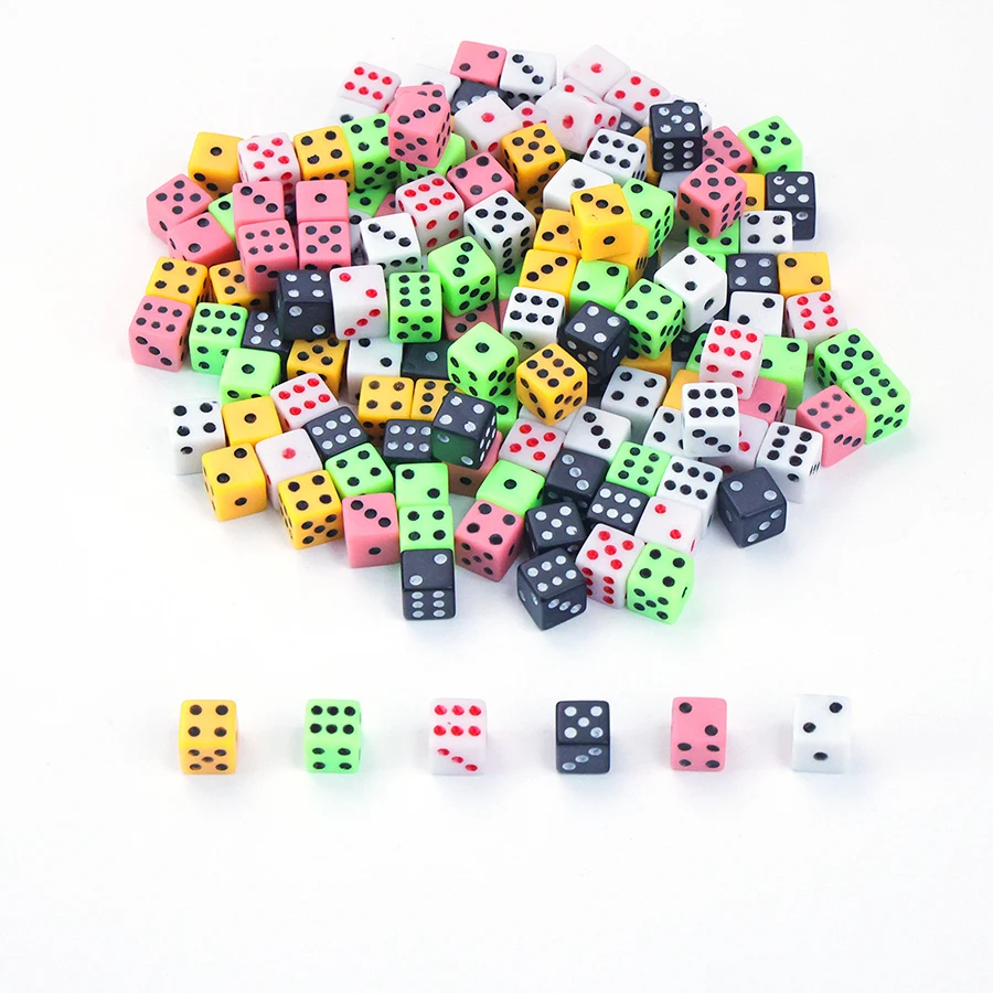 300 قطعة 8 مللي متر مجموعة نرد سداسية الجوانب أبيض أسود أخضر ألوان السائبة نرد آر بي جي لألعاب الطاولة D & D لليالي الكازينو والحفلات JXB #6