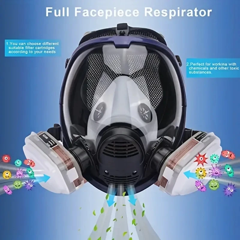 Chemical Gas Mask 6800 Dust Respirator Anti-Fog Full Face Mask Filter For Industrial Acid Gas, Welding Spray Paint Insecticide