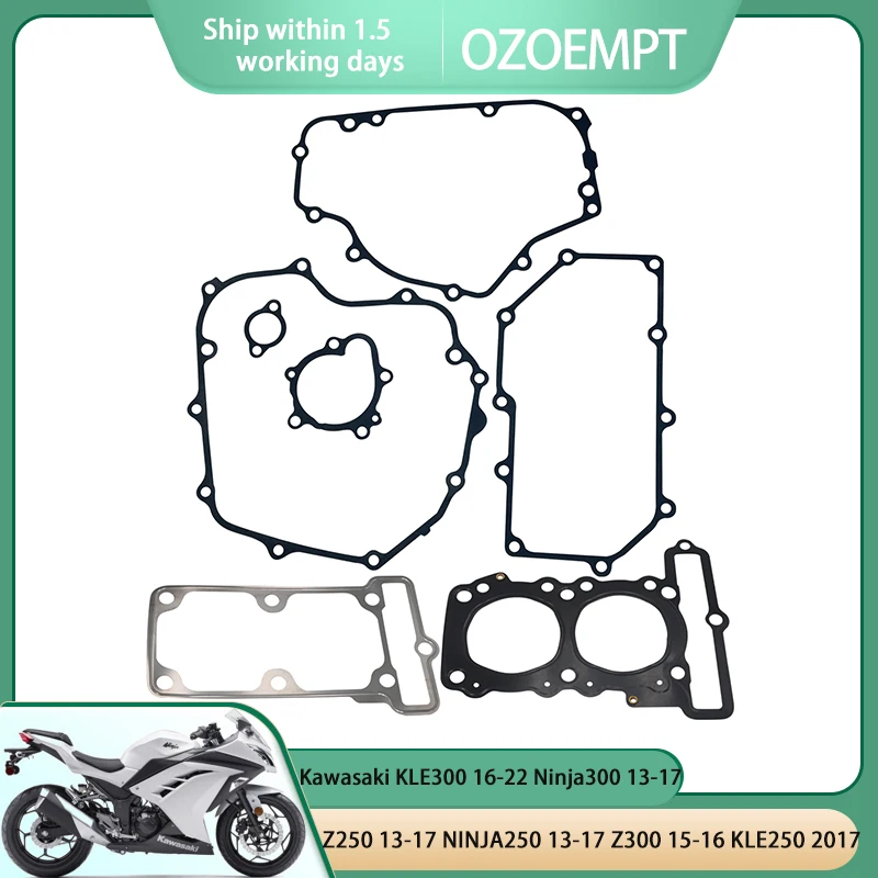 

OZOEMPT Engine Cylinder Crankcase Repair Gasket Apply to KLE300 16-22 Ninja300 13-17 Z250 13-17 NINJA250 13-17 Z300 15-16 KLE250