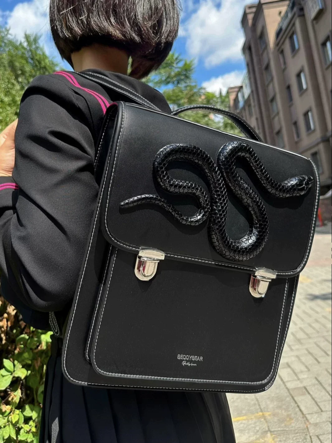 Original Niche Brand 3D Snake Backpack Millennium Y2K Girl's Large Capacity College Student Computer Bag Bookbag Party Bag