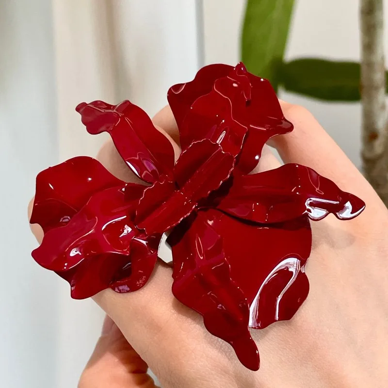 

Hell Flower Dark Red Retro 3D Floral Exaggerated Minimalist High-End Bracelet Women's Commute Jewelry Daily Party Accessories