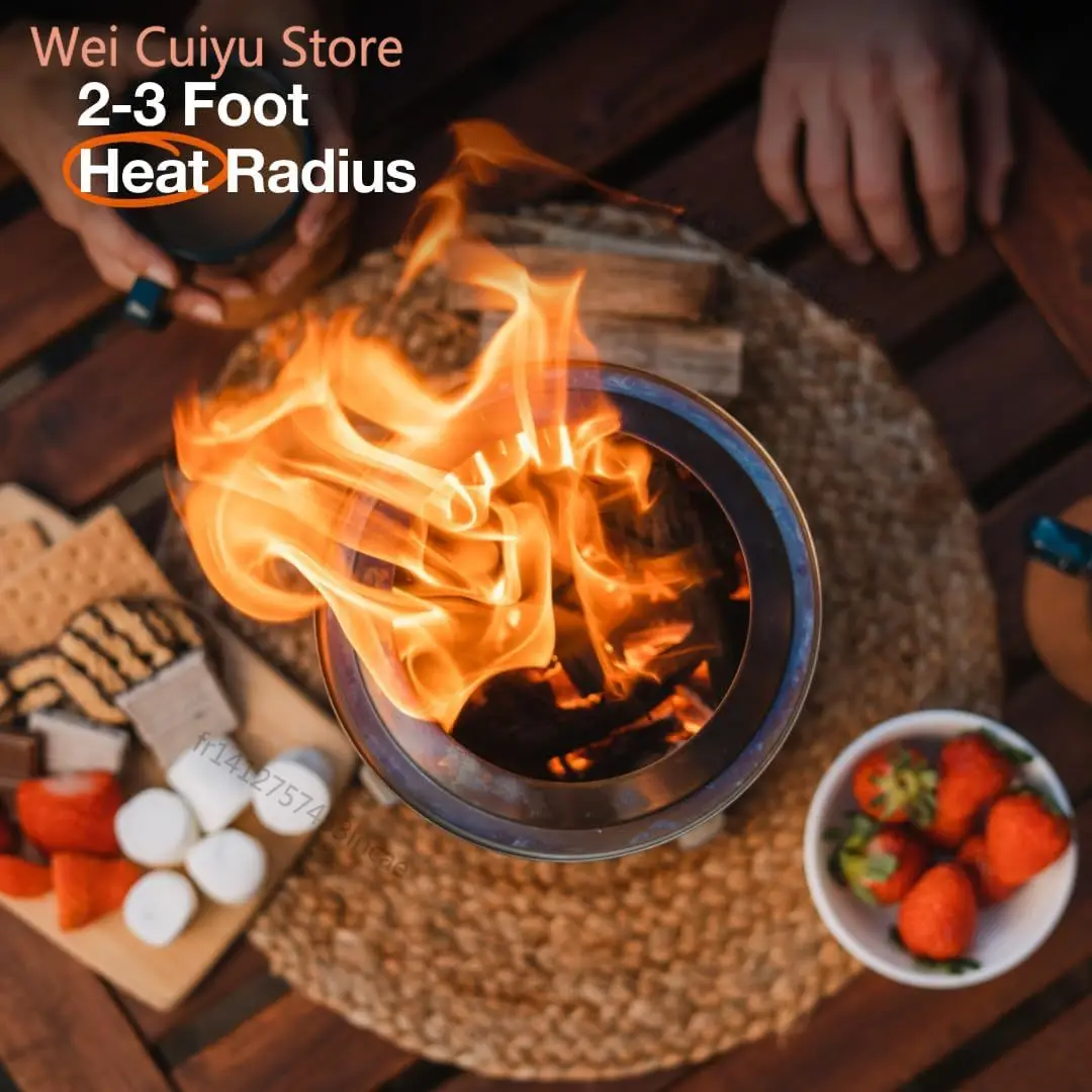 المحمولة النار موقد فولاذي غير قابل للصدأ سخان صغير النار موقد الخشب فرن التخييم في الهواء الطلق شواء دخاني حفرة نار نحاس #6