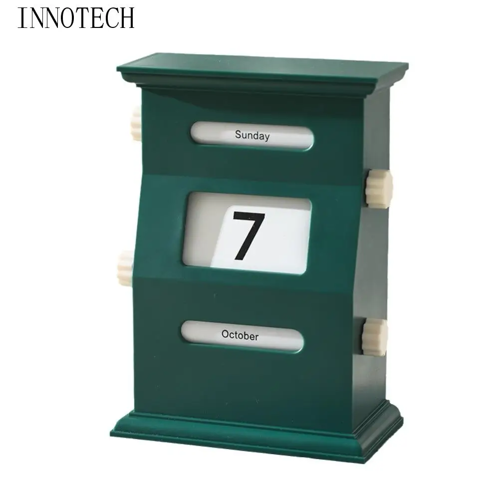

Vintage Perpetual Desk Calendar Desk Date Display Plastic Block Calendar Rotation Light Luxury Retro Calendar Blocks Colleagues