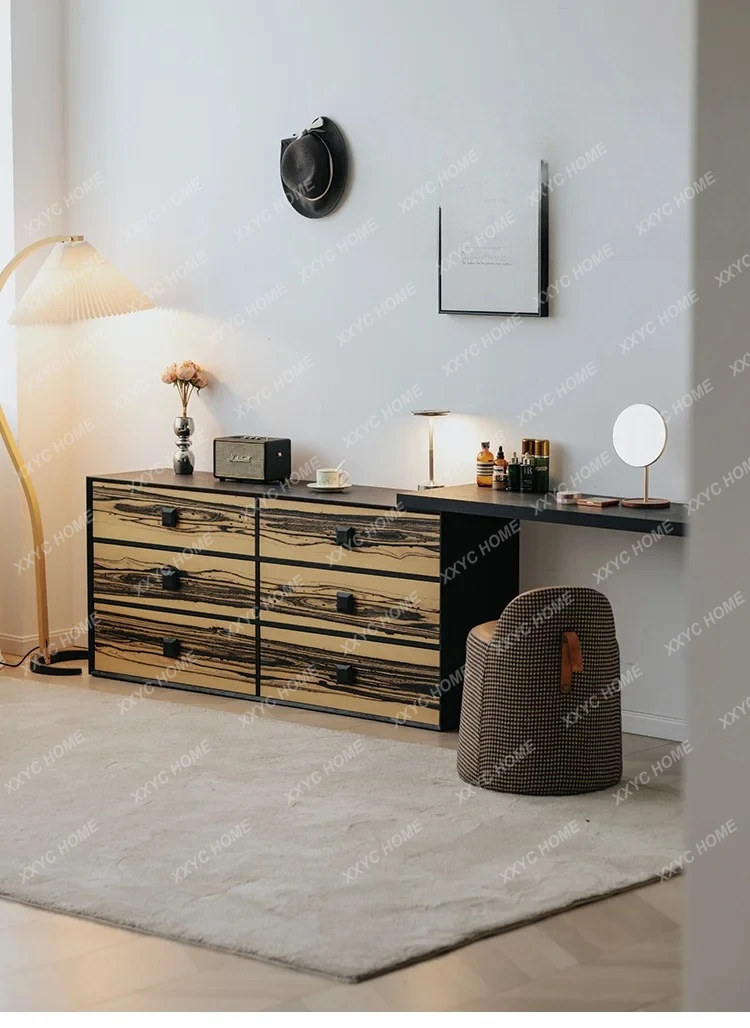 A Black and white sandalwood tumor ink thinning expansion six-chest cabinet small apartment movable desktop bedside cabinet