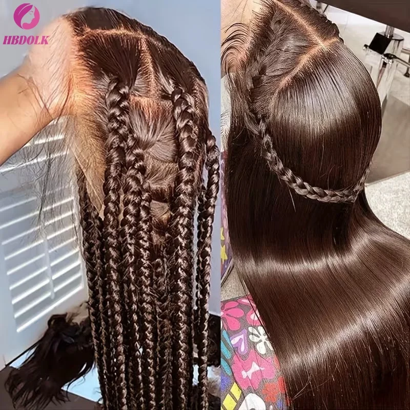 13x4 Lace Front Wig Human Hair Brown Straight 200 Density HD Transparent Lace Frontal Wigs Hair Lace Front Wig