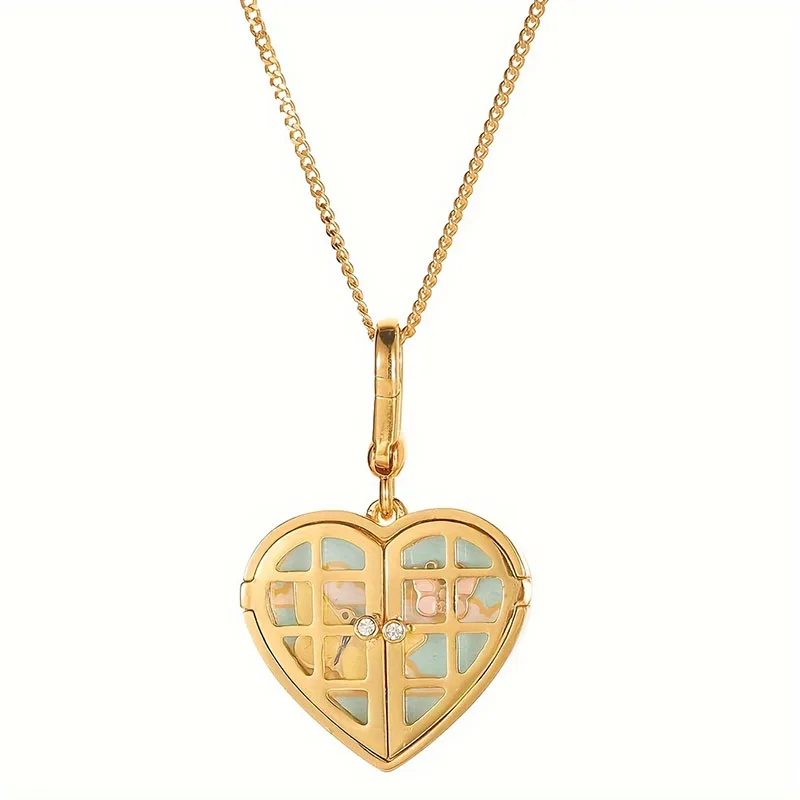 1Pc Exquisite Luxury Openable Butterfly Heart Pendant Necklace for Women Sweet Elegant Party Jewelry Keychain Birthday Gift