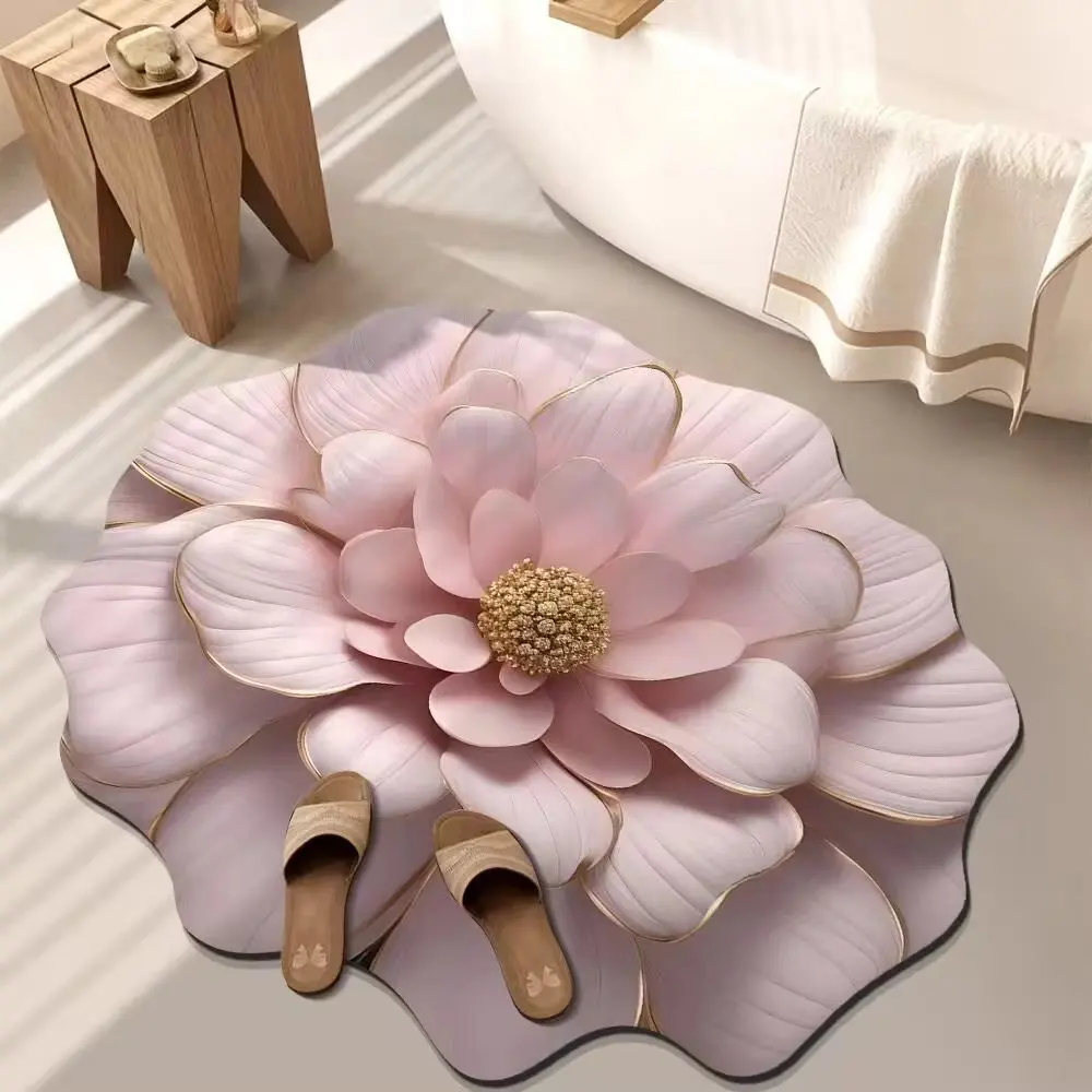 VIKAMA Special-Shaped Flower Diatomite Mat Soft Non-Slip Absorbent Bathroom Floor Mat Door Rug For Living Room Tea Table Carpet