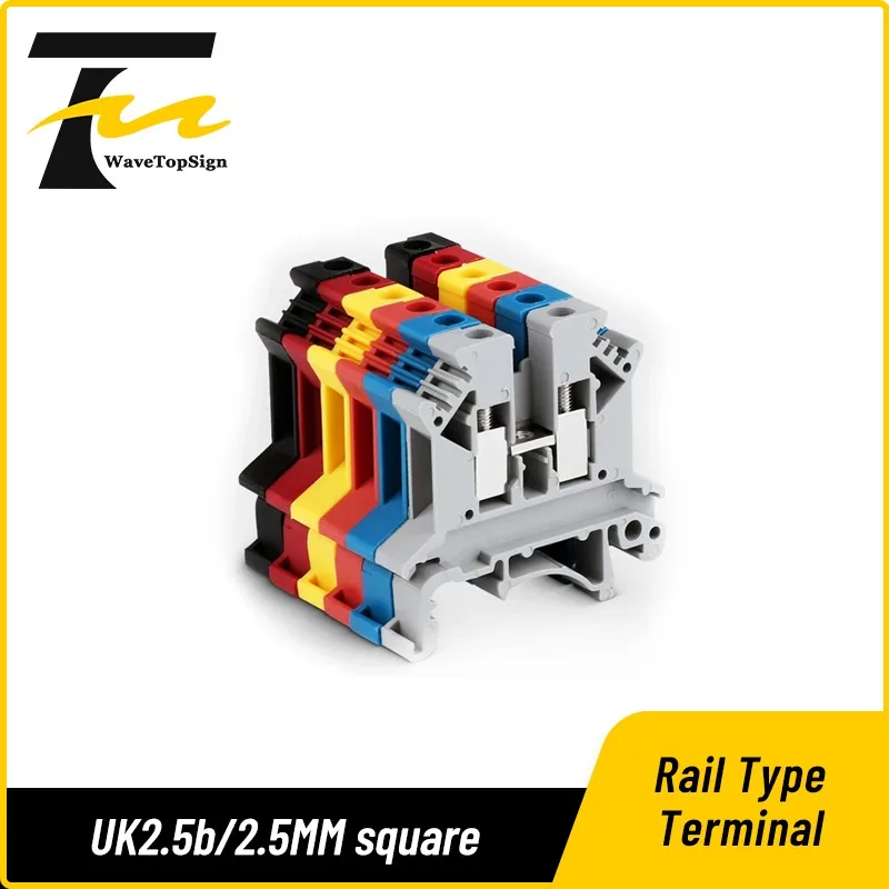 

100 шт. клеммных колодок UK2.5B для монтажа на DIN-рейку, медные, огнестойкие, 2.5 мм²